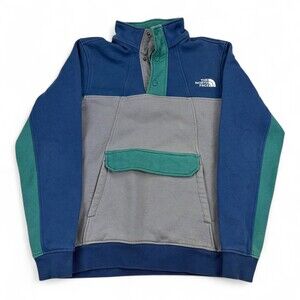 The North Face Men's Colorblock Snap Pullover Sweatshirt Sz S